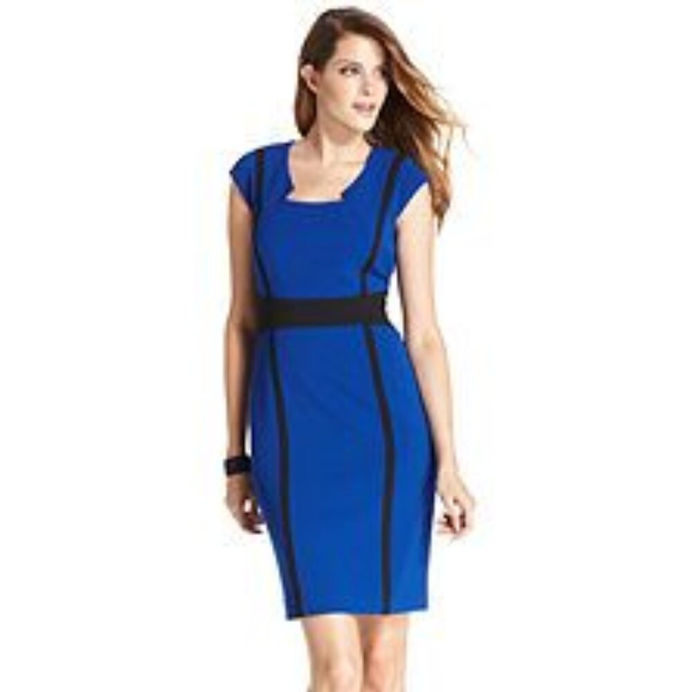 Tahari ASL Dress Notched Neckline Dress with Cap Sleeves Size 10